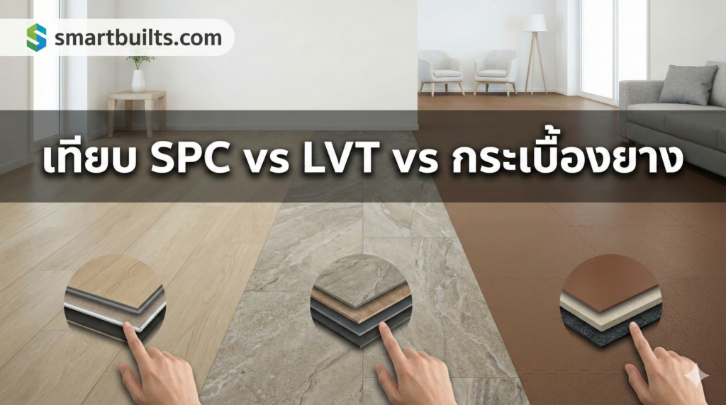 เทียบ SPC vs LVT vs กระเบื้องยาง