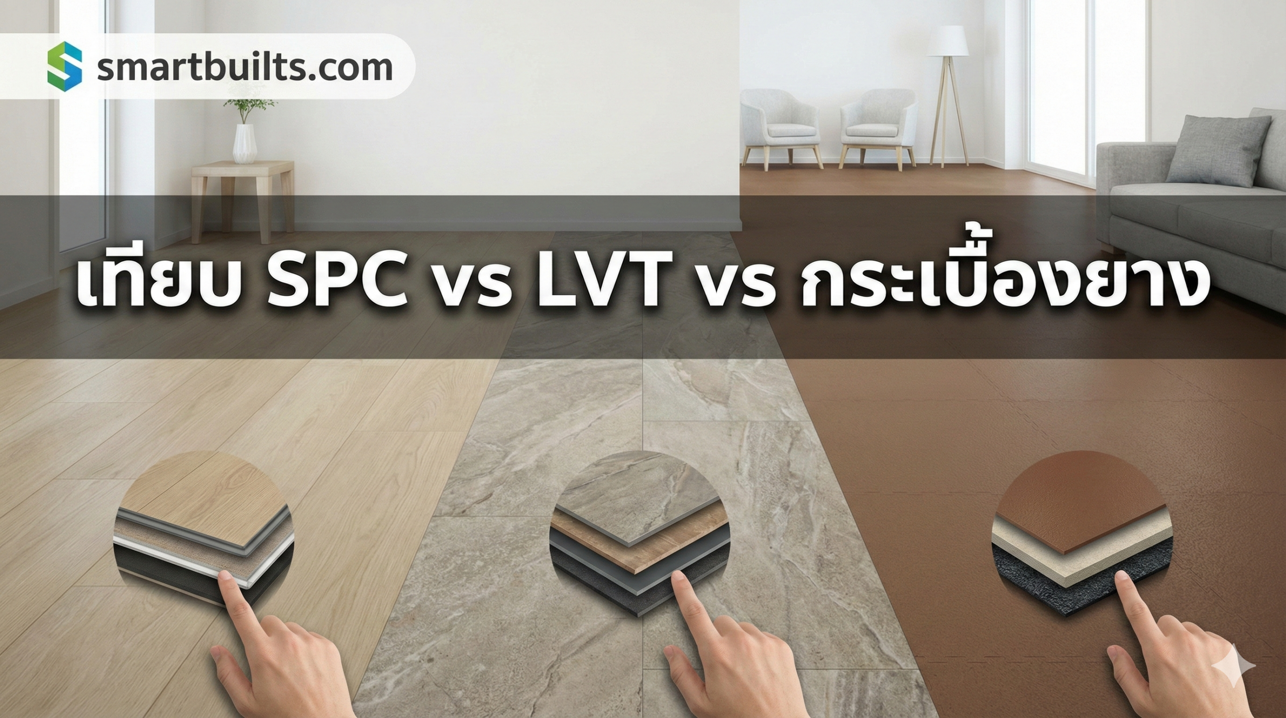 เทียบ SPC vs LVT vs กระเบื้องยาง