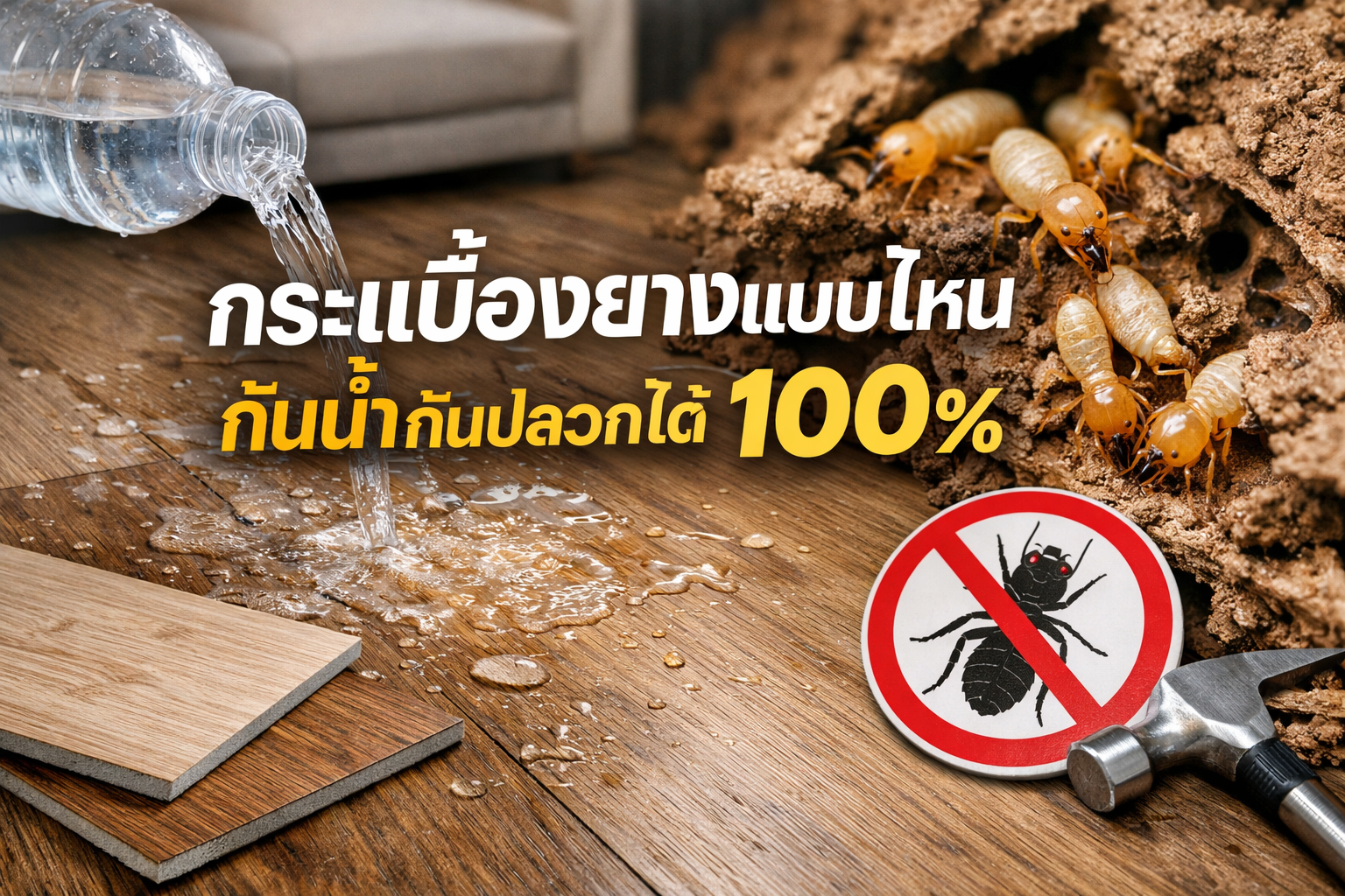 กระเบื้องยางแบบไหนกันน้ำกันปลวกได้ 100%