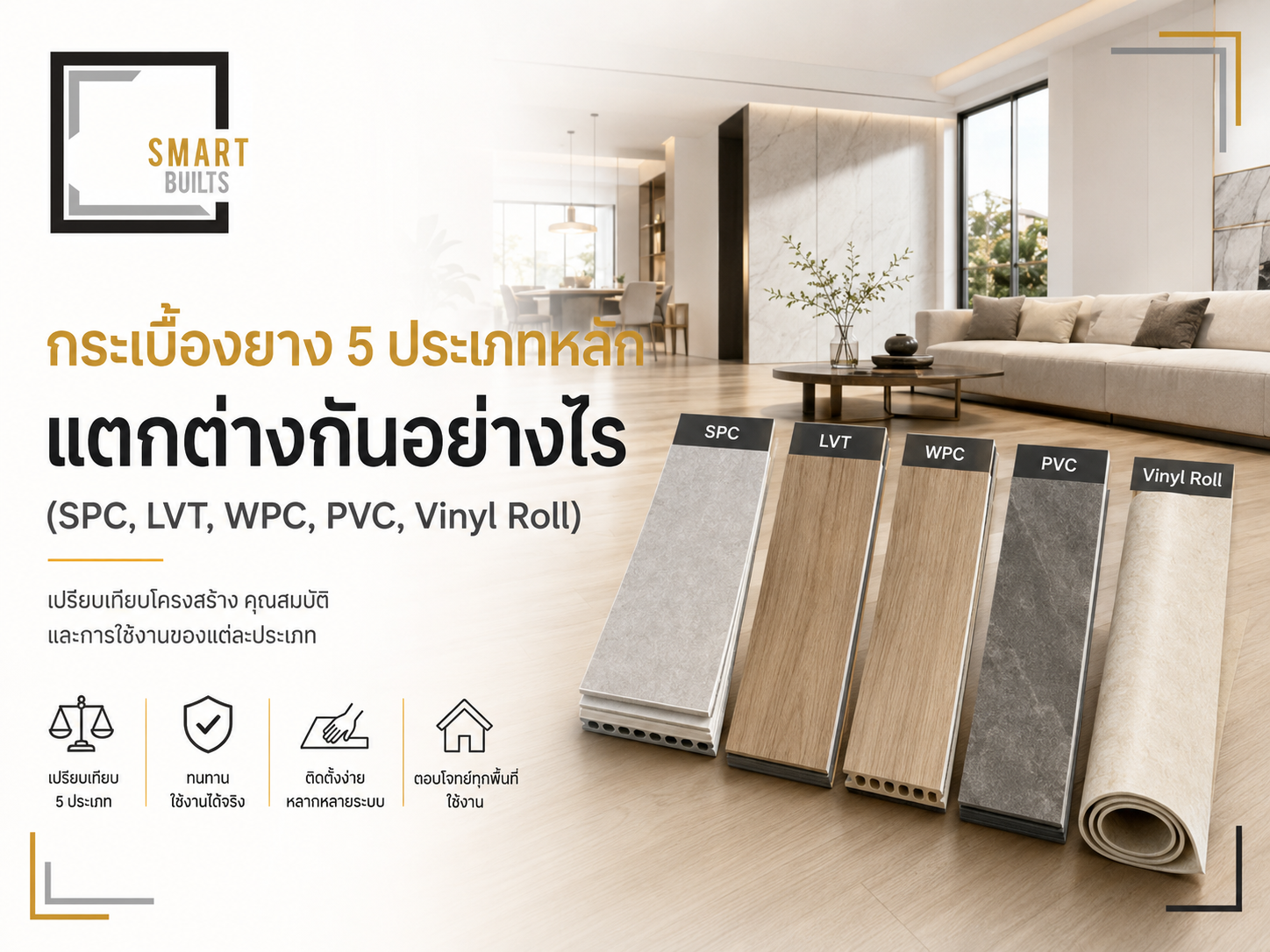กระเบื้องยาง 5 ประเภท