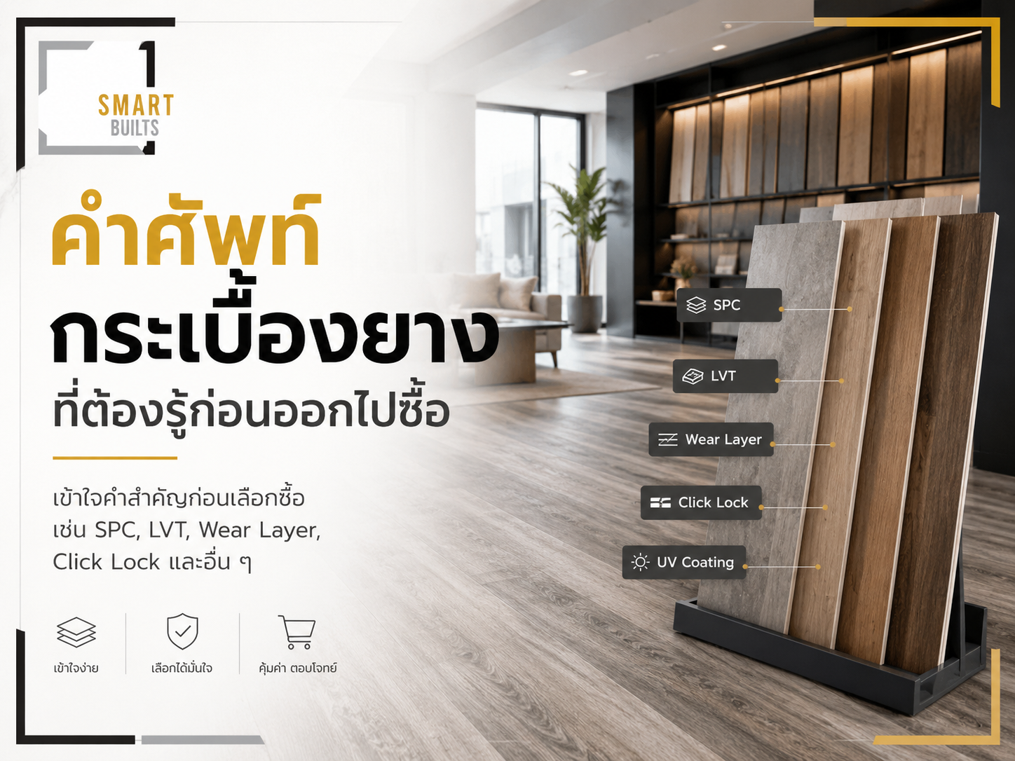 คำศัพท์กระเบื้องยางที่ต้องรู้ก่อนออกไปซื้อ