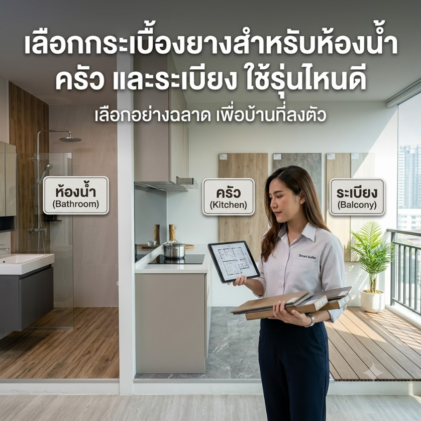เลือกกระเบื้องยางสำหรับห้องน้ำ ครัว และระเบียง ใช้รุ่นไหนดี